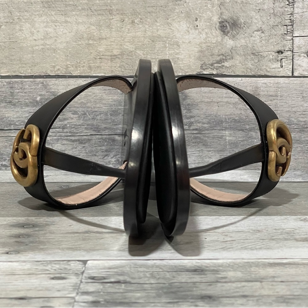 Gucci Leather thong sandal with Double G - Black - Sz - 7.5 US / 37.5 EU - Picture 5 of 12